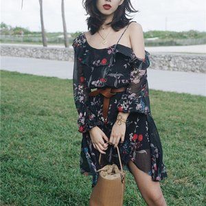 New. Keepsake asymmetric  floral dress-XXS